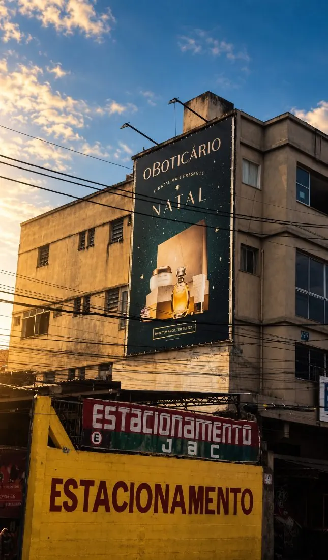 Empena publicitária da Exfera Mídia em frente ao Mercadão de Madureira, Rio de Janeiro