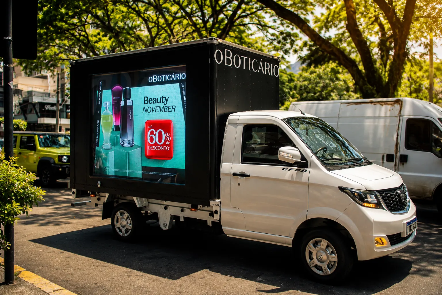 LED Truck da Exfera Mídia com campanha O Boticário circulando no Rio de Janeiro